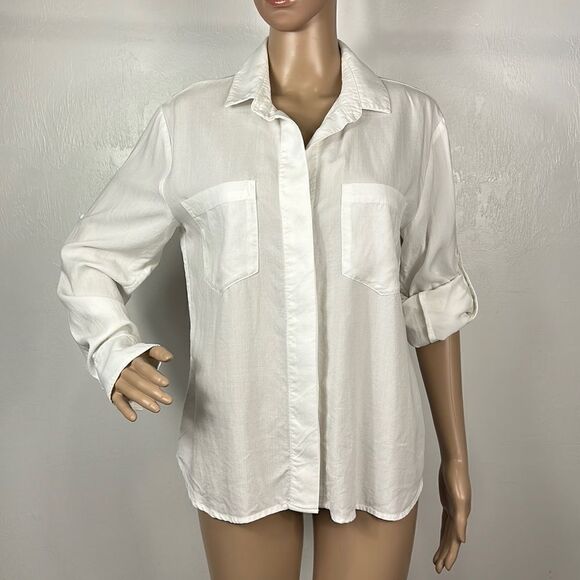 Cloth & Stone White High Low Hem Button Down Shirt Size S - Picture 1 of 12